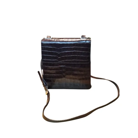 Enzo Angiolini Croc-Embossed Crossbody Bag in Brown - Picture 12 of 16
